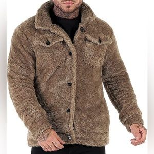 BRAND NEW MENS TRENDY FUZZY SHERPA JACKET